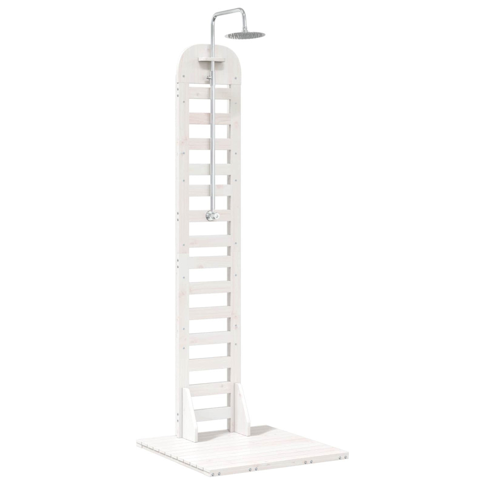 Produktbild för Utomhus Dusch 223 cm Massivt tallträ och rostfritt stål Vit