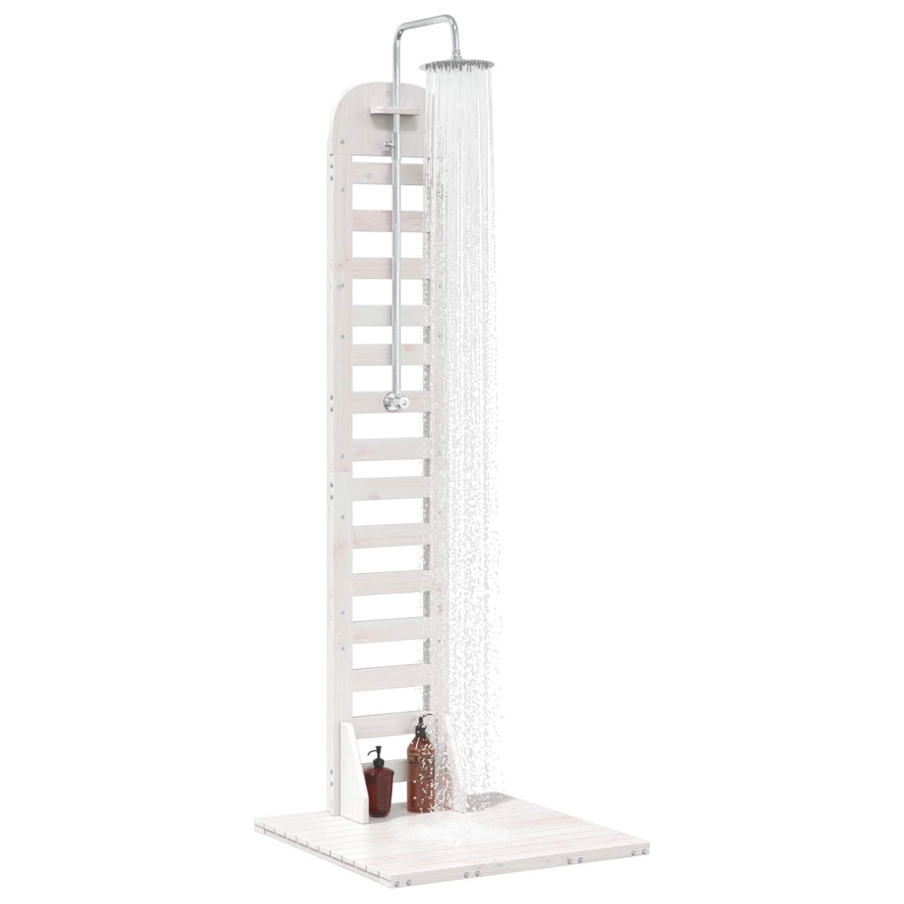 Produktbild för Utomhus Dusch 223 cm Massivt tallträ och rostfritt stål Vit