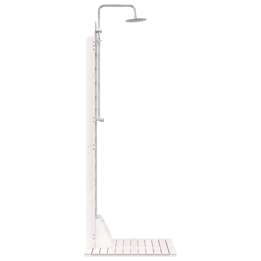 Produktbild för Utomhus Dusch 223 cm Massivt tallträ och rostfritt stål Vit