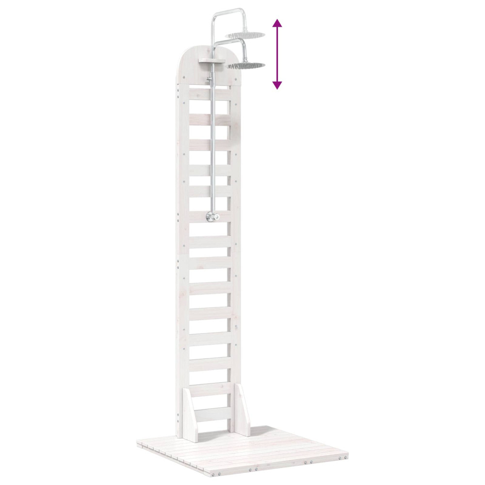 Produktbild för Utomhus Dusch 223 cm Massivt tallträ och rostfritt stål Vit