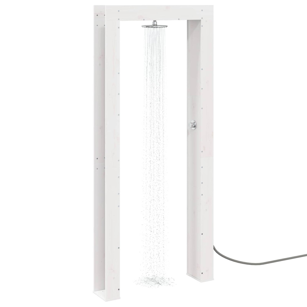 Produktbild för Utomhus Dusch 226 cm Massivt tallträ och rostfritt stål Vit