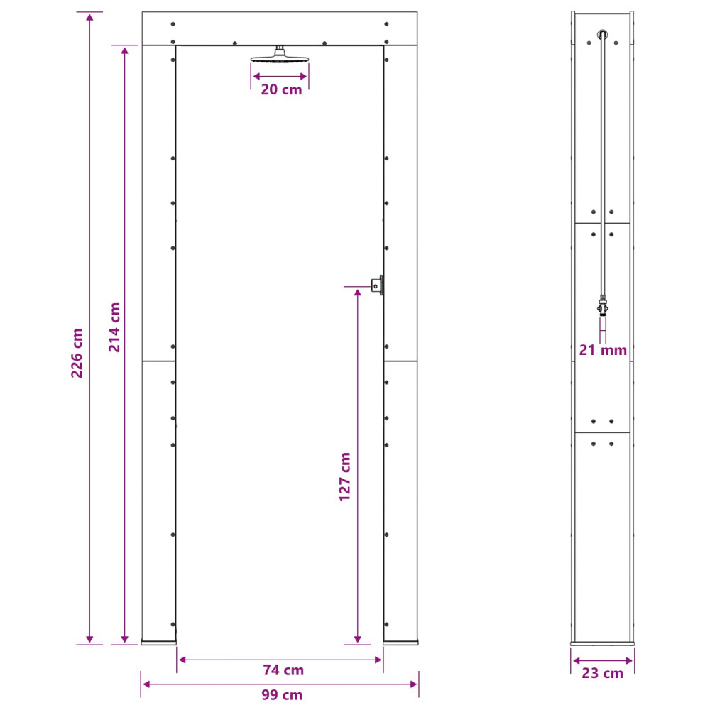 Produktbild för Utomhus Dusch 226 cm Massivt Douglas trä och rostfritt stål