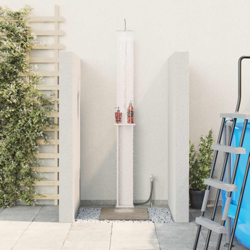 vidaXL Utomhus Dusch 246 cm Massivt tallträ och rostfritt stål Vit