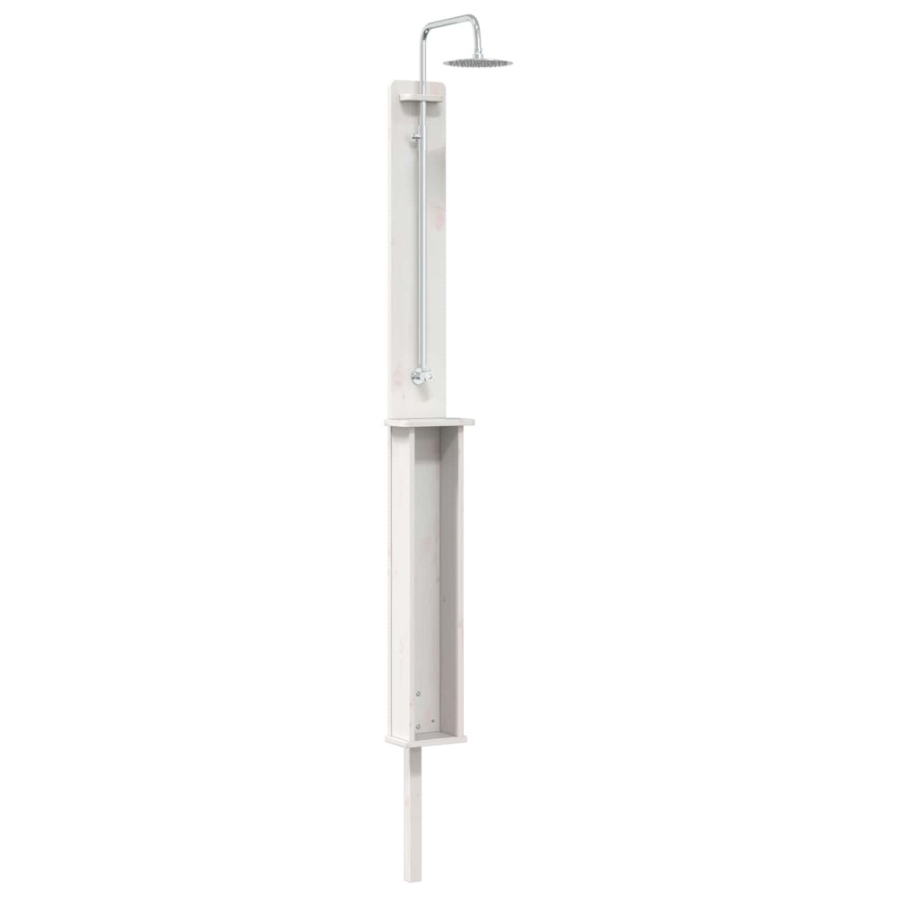 Produktbild för Utomhus Dusch 246 cm Massivt tallträ och rostfritt stål Vit