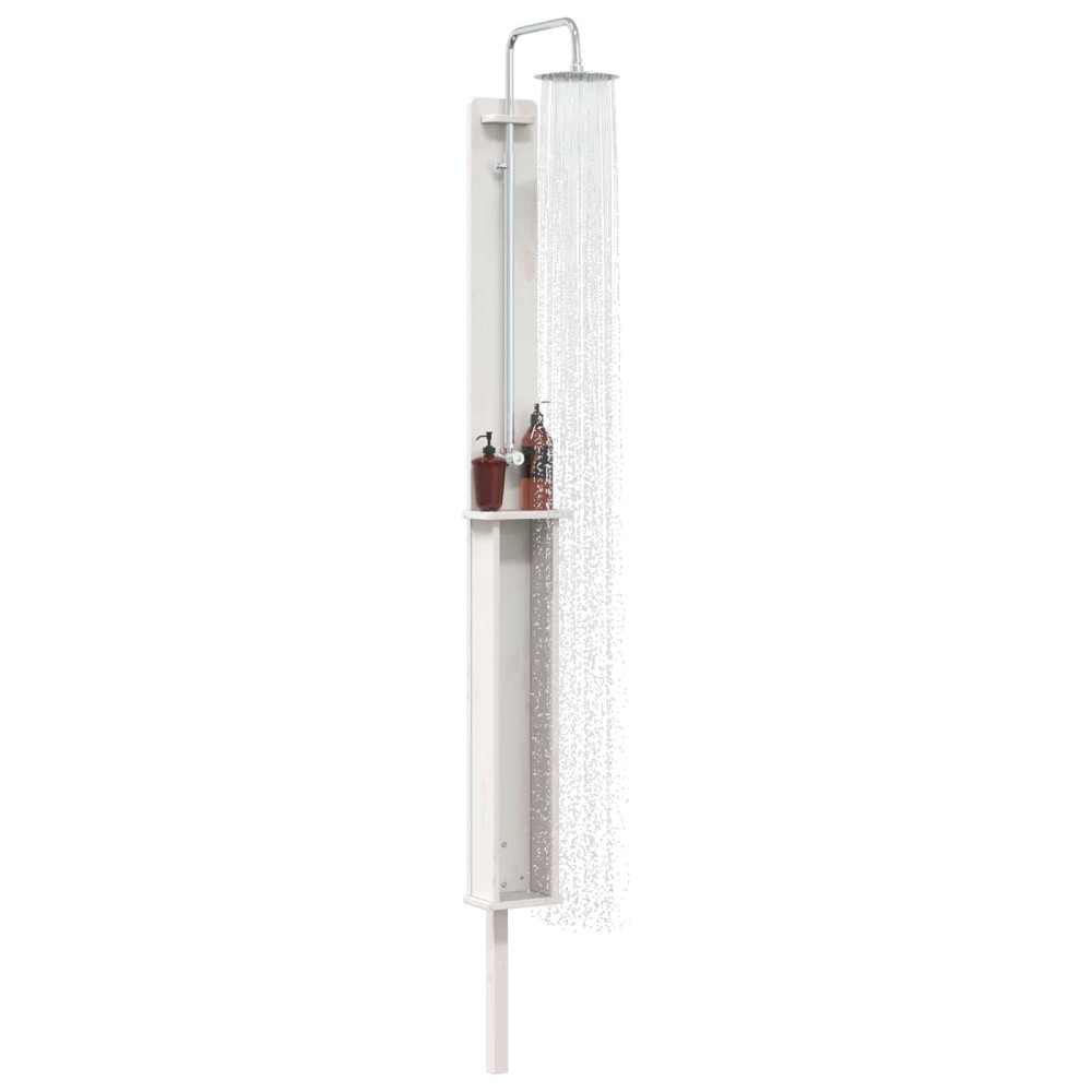 Produktbild för Utomhus Dusch 246 cm Massivt tallträ och rostfritt stål Vit