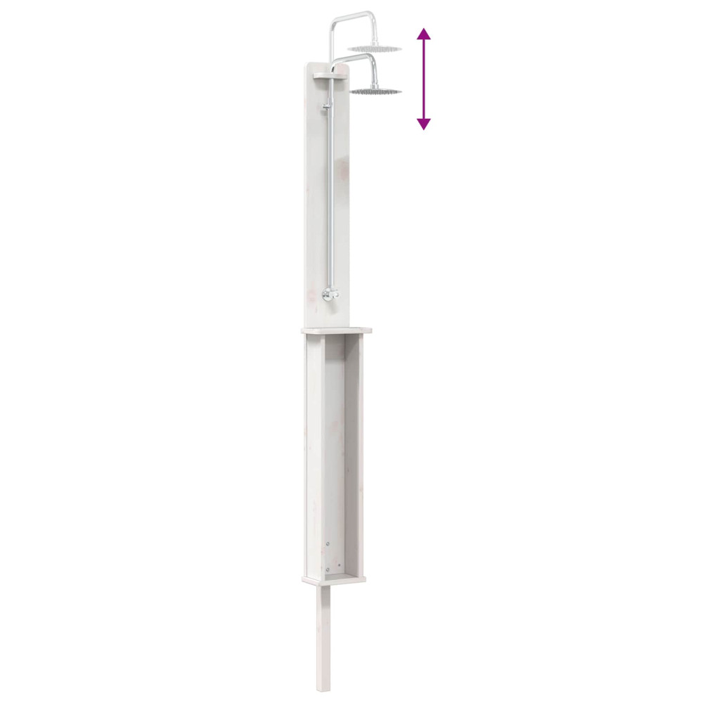 Produktbild för Utomhus Dusch 246 cm Massivt tallträ och rostfritt stål Vit