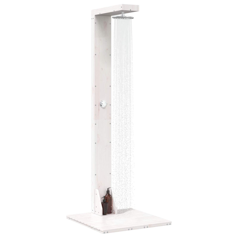 Produktbild för Utomhus Dusch 210 cm Massivt tallträ och rostfritt stål Vit