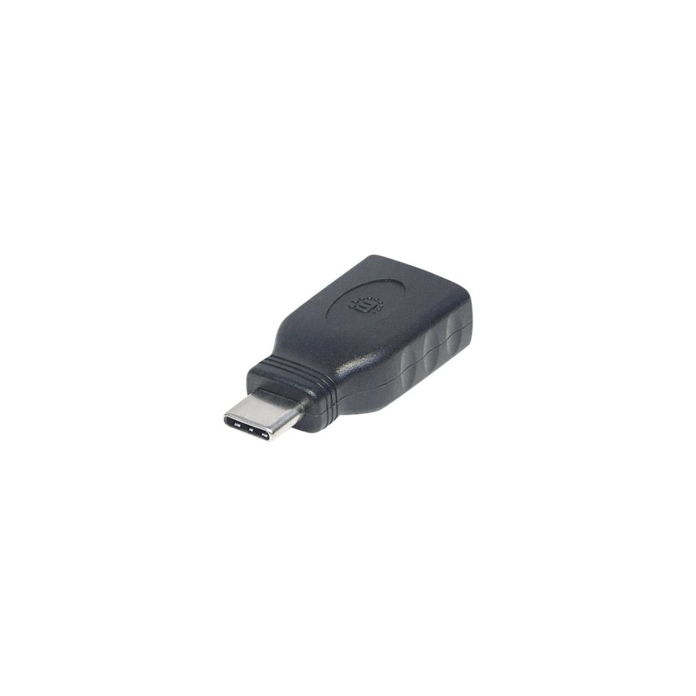 Produktbild för Manhattan USB-C to USB-A Adapter, Male to Female, 5 Gbps (USB 3.2 Gen1 aka USB 3.0), SuperSpeed USB, Black, Lifetime Warranty, Polybag - USB typ C-adapter - USB-C till USB typ A