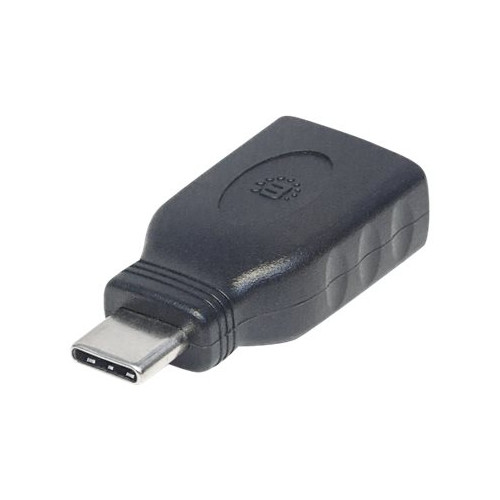 Manhattan Manhattan USB-C to USB-A Adapter, Male to Female, 5 Gbps (USB 3.2 Gen1 aka USB 3.0), SuperSpeed USB, Black, Lifetime Warranty, Polybag - USB typ C-adapter - USB-C till USB typ A