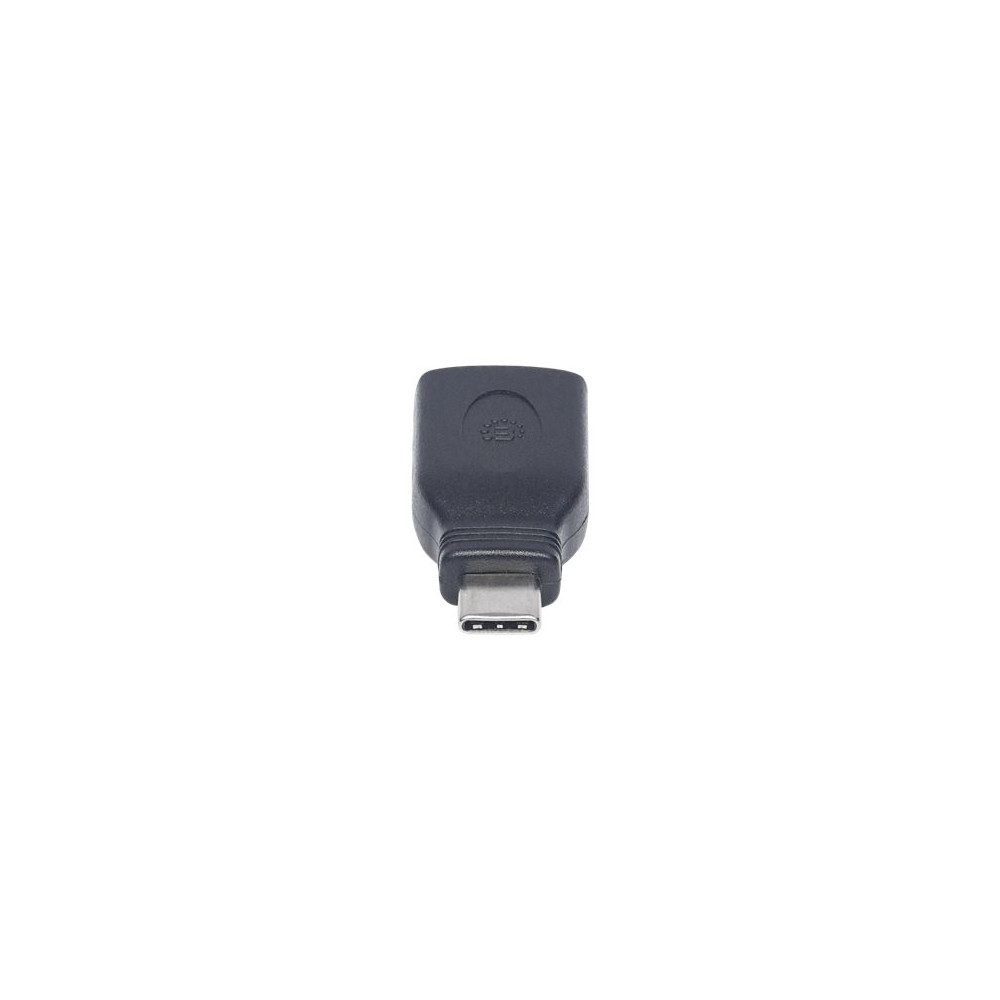 Produktbild för Manhattan USB-C to USB-A Adapter, Male to Female, 5 Gbps (USB 3.2 Gen1 aka USB 3.0), SuperSpeed USB, Black, Lifetime Warranty, Polybag - USB typ C-adapter - USB-C till USB typ A