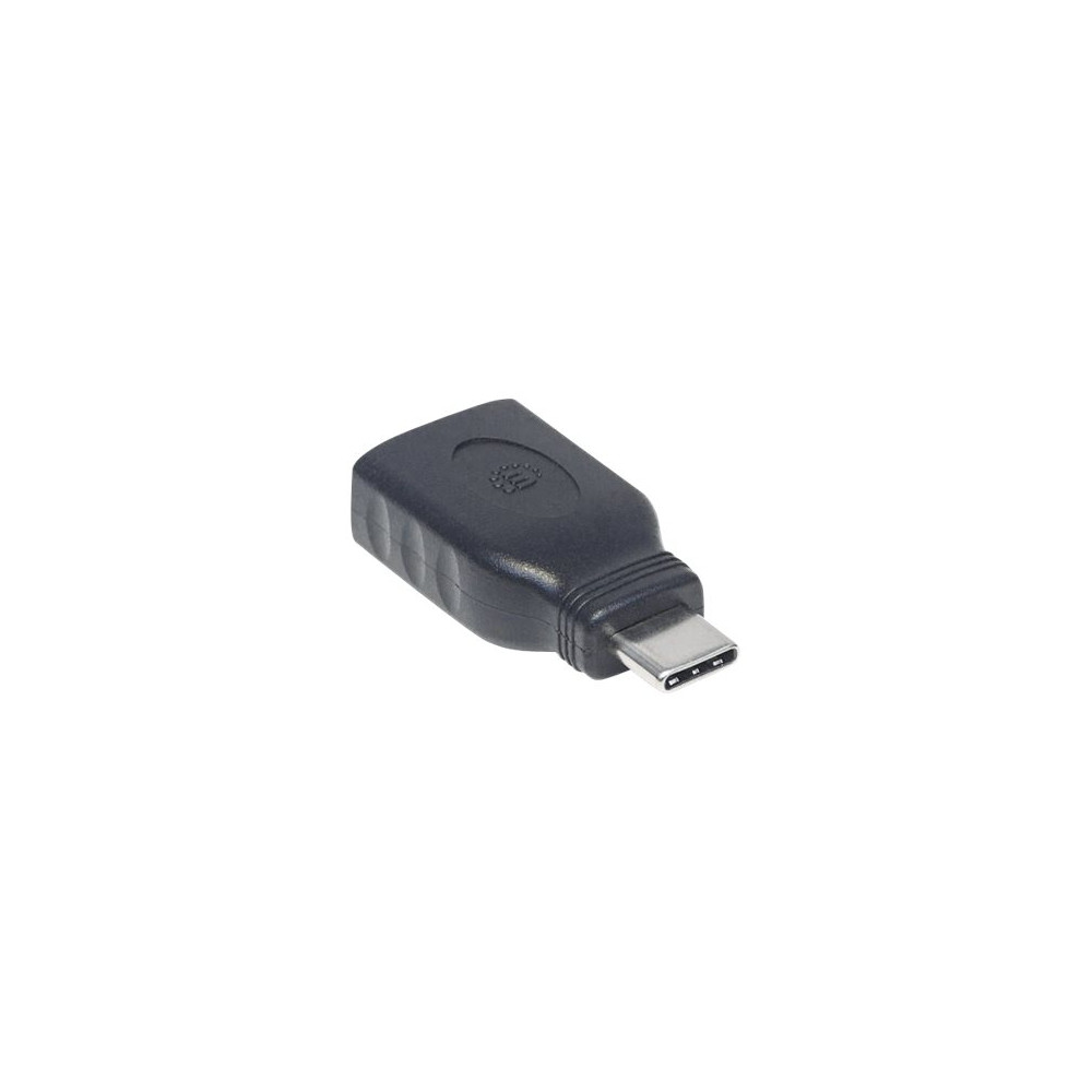 Produktbild för Manhattan USB-C to USB-A Adapter, Male to Female, 5 Gbps (USB 3.2 Gen1 aka USB 3.0), SuperSpeed USB, Black, Lifetime Warranty, Polybag - USB typ C-adapter - USB-C till USB typ A