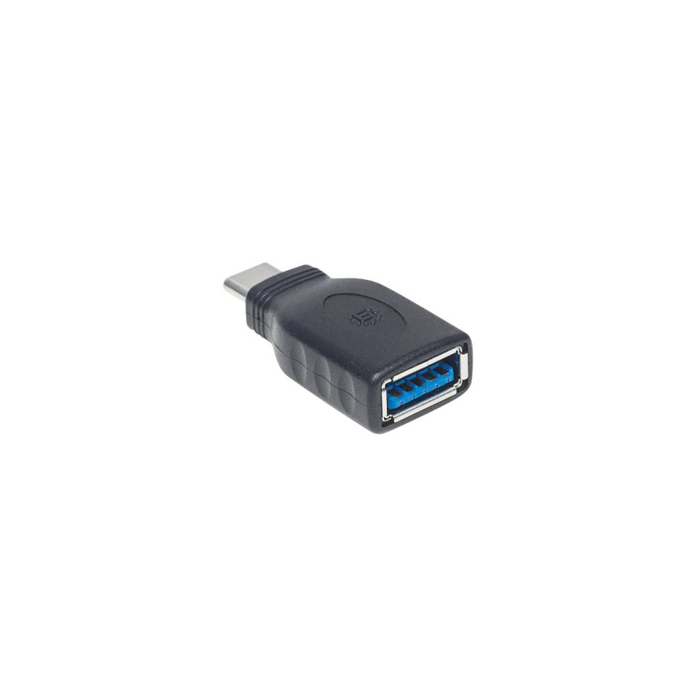 Produktbild för Manhattan USB-C to USB-A Adapter, Male to Female, 5 Gbps (USB 3.2 Gen1 aka USB 3.0), SuperSpeed USB, Black, Lifetime Warranty, Polybag - USB typ C-adapter - USB-C till USB typ A