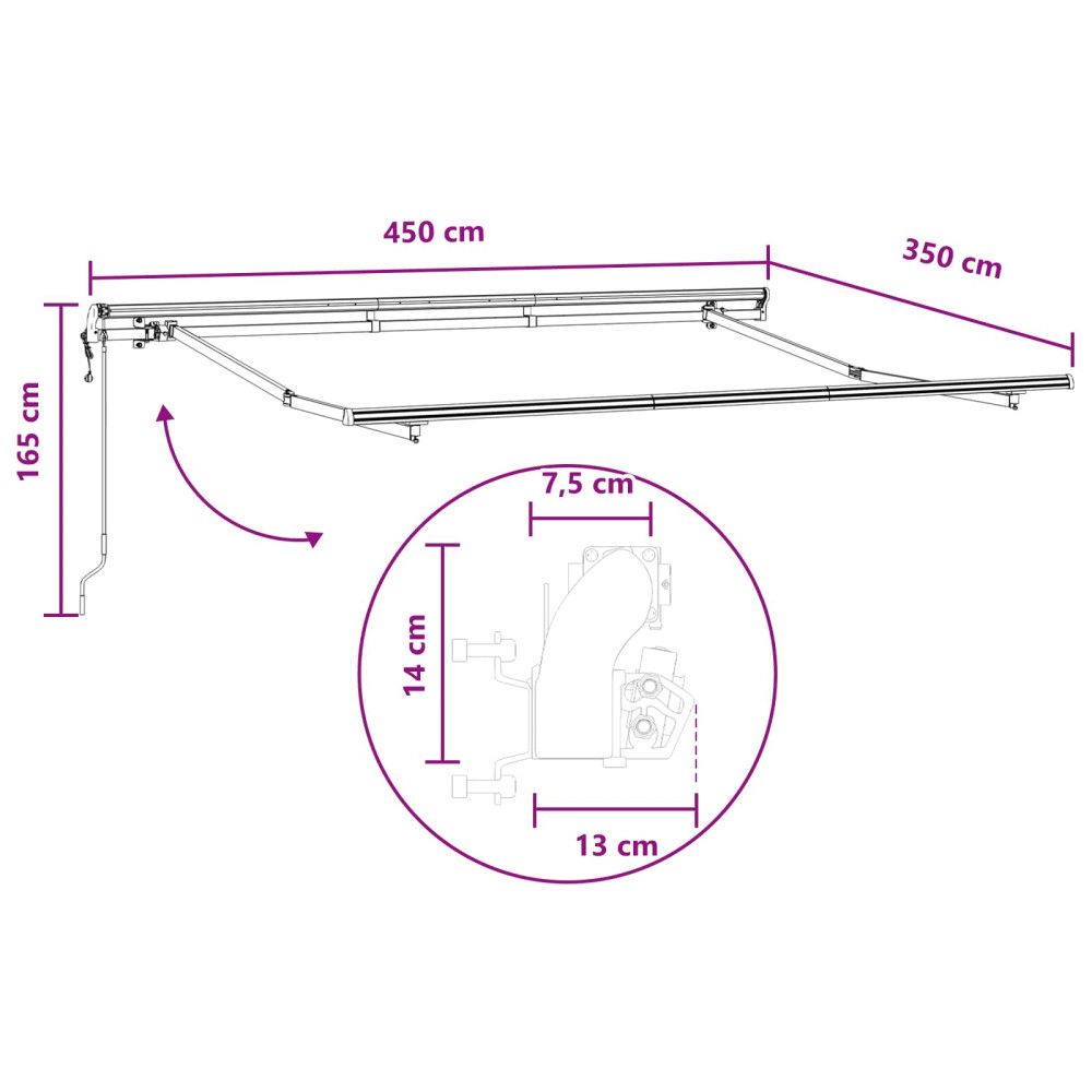 Produktbild för Utdragbar markis Ljusgrå och vit. 450 × 350 cm