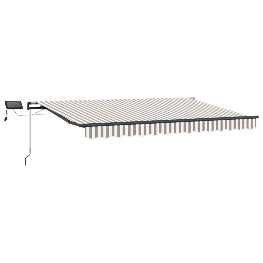 Produktbild för Utdragbar markis Ljusgrå och vit. 500 × 350 cm