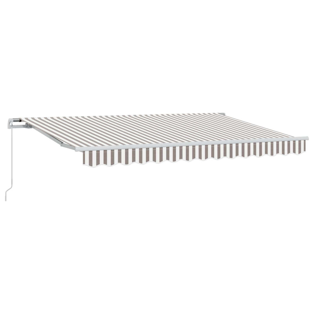 Produktbild för Utdragbar markis Ljusgrå och vit. 600 × 350 cm