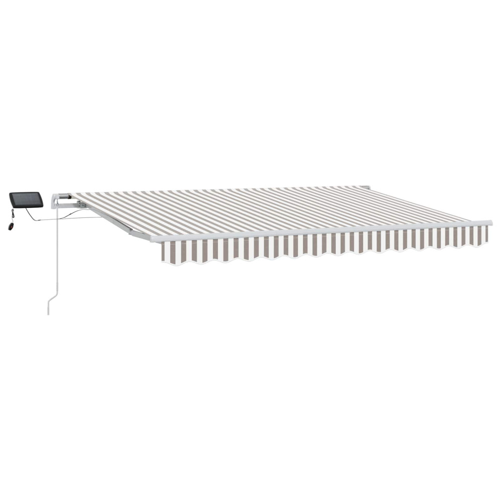 Produktbild för Utdragbar markis Ljusgrå och vit. 600 × 350 cm