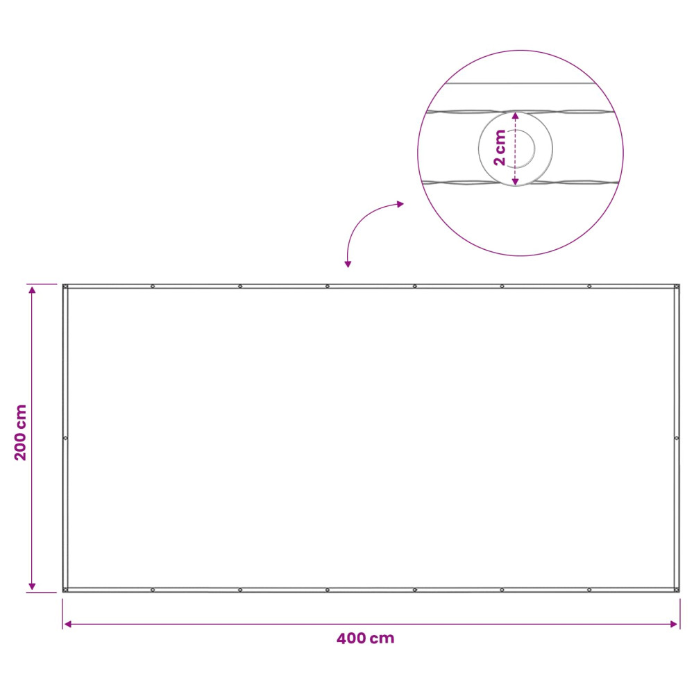 Produktbild för Balkongskärm 200 x 400 cm Tyg med PU-beläggning Vinröd