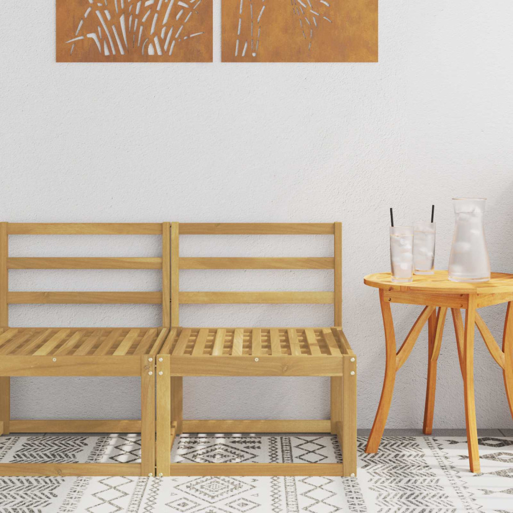 Produktbild för Utomhus Mellansoffa Massivt Akaciaträ Vit 59 x 63 x 73 cm