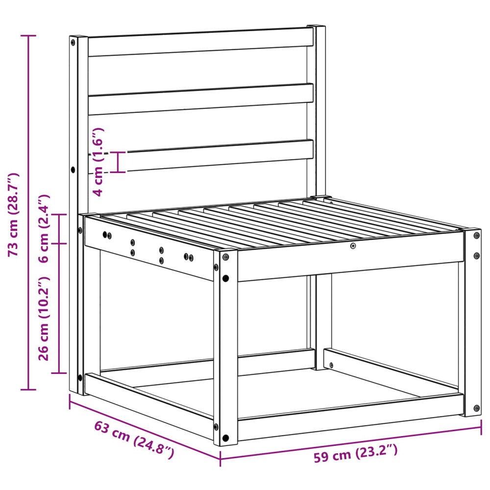 Produktbild för Utomhus Mellansoffa Massivt Akaciaträ Vit 59 x 63 x 73 cm