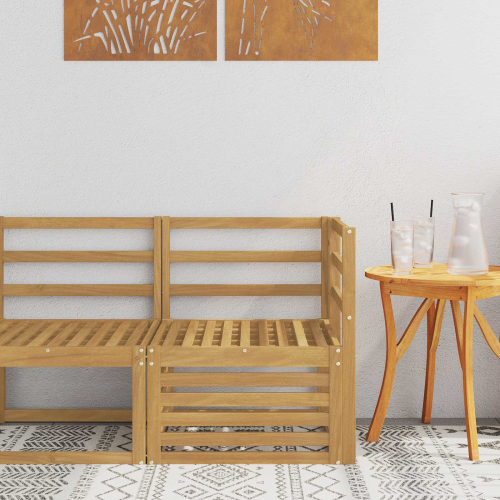 Produktbild för Utehörnsoffa Massivt Akaciaträ Vit 63 x 63 x 73 cm