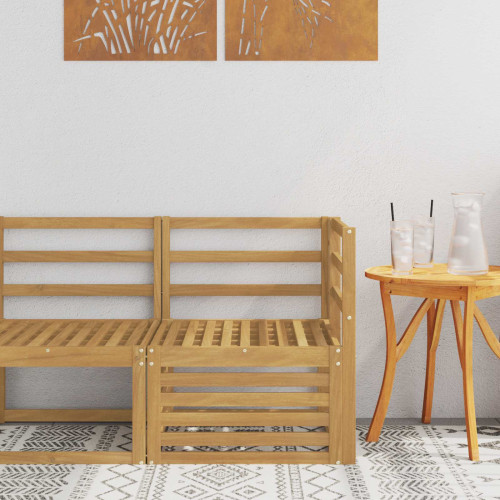 vidaXL Utehörnsoffa Massivt Akaciaträ Vit 63 x 63 x 73 cm