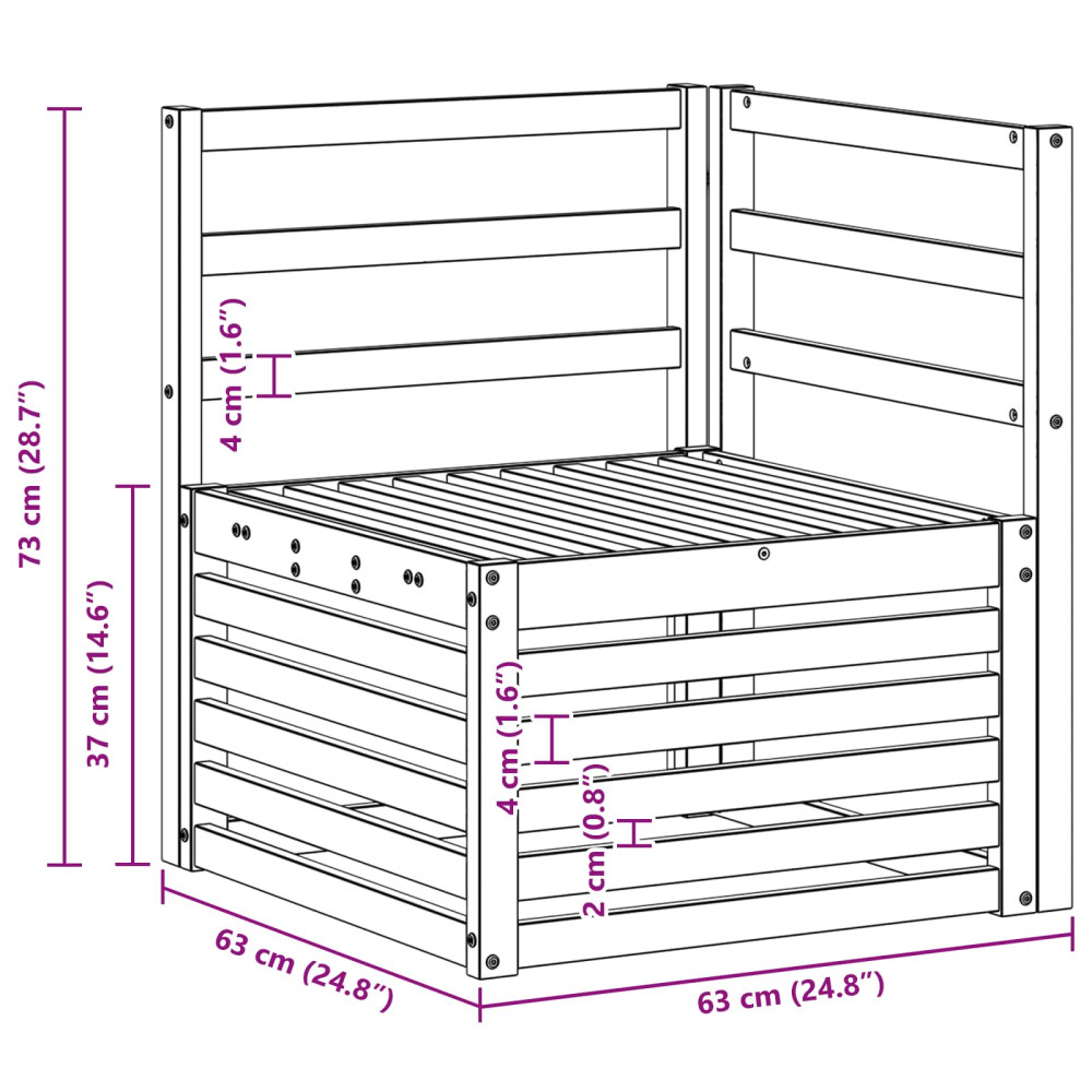 Produktbild för Utehörnsoffa Massivt Akaciaträ Vit 63 x 63 x 73 cm