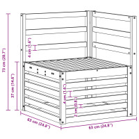 Produktbild för Utehörnsoffa Massivt Akaciaträ Vit 63 x 63 x 73 cm