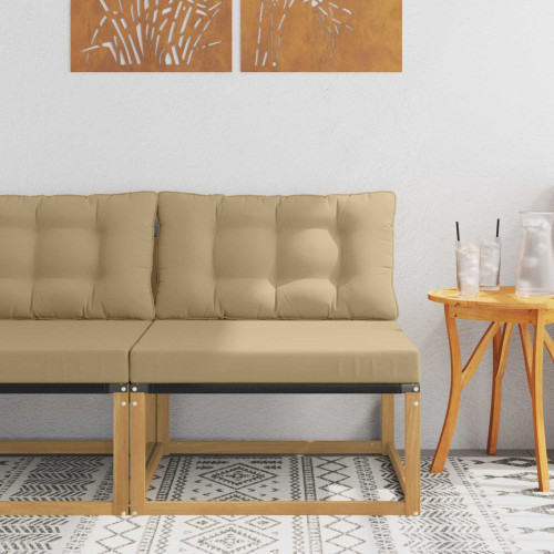 vidaXL Utomhus Mellansoffa med kudde Vit 79 x 83 x 73 cm stål