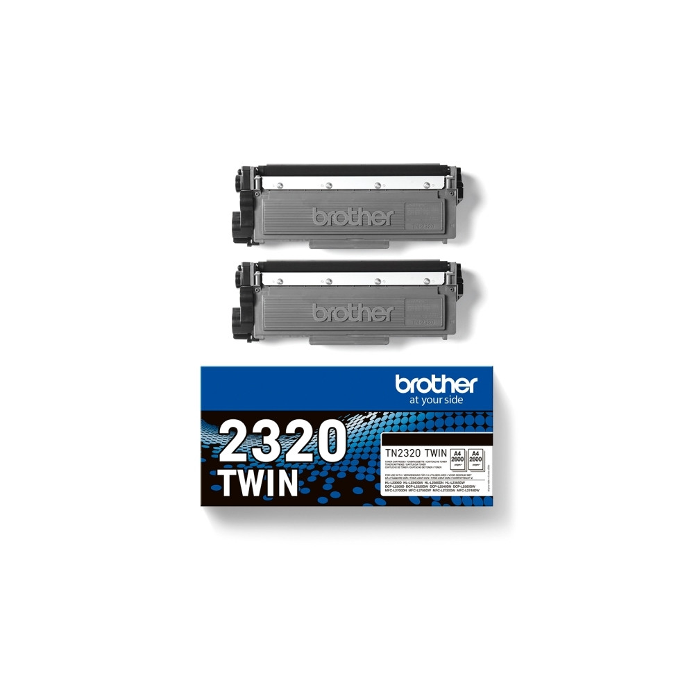 Produktbild för Brother TN2320 TWIN - 2-pack - Lång livslängd - svart - original - tonerkassett