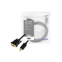 Produktbild för LogiLink - videoadapterkabel - DisplayPort till DVI-D - 3 m