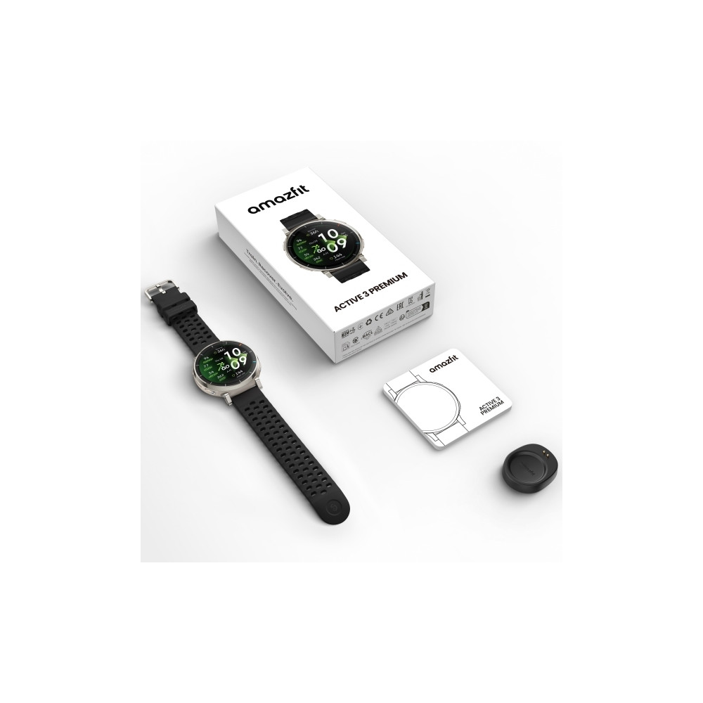 Produktbild för Amazfit Active 3 Premium smart klocka med rem - apex silver