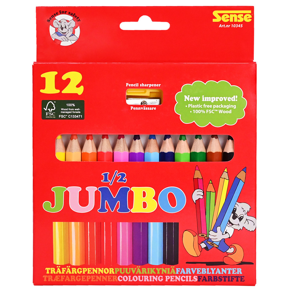 Produktbild för Träfärgpennor 1/2 Jumbo 12-Pack