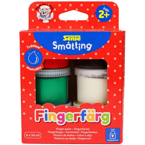 Sense Småtting Fingerfärg 6-pack
