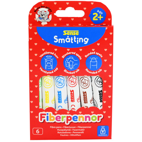 Sense Småtting Fiberpennor 6-pack