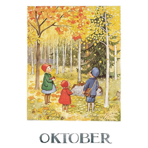Hjelm förlag Vykort A6 Oktober Årets saga Beskow - 25 st