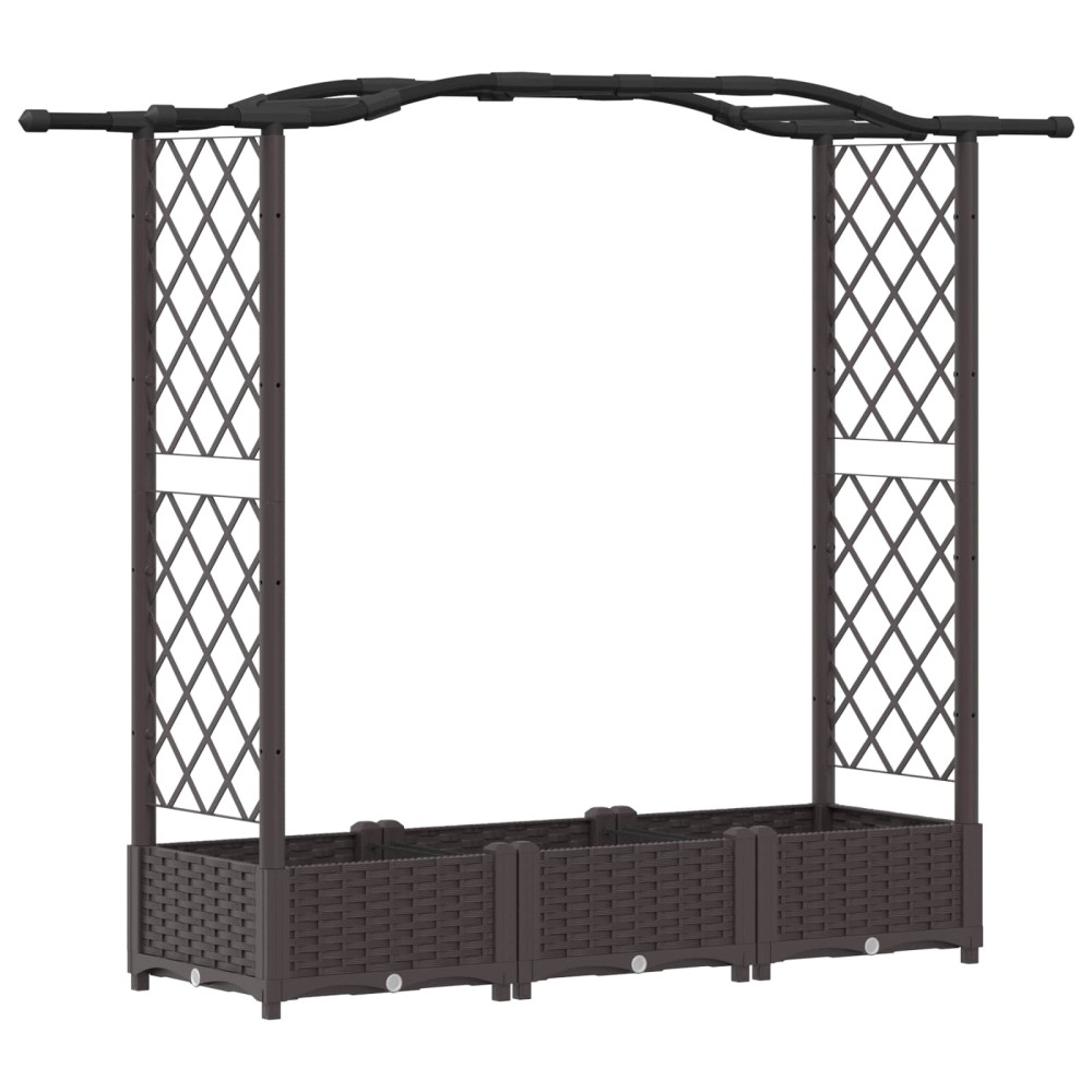 Produktbild för Upphöjd Bädd med Spaljé och Tak Brun 169 x 40 x 123 cm PP