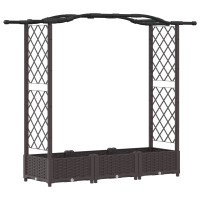 Produktbild för Upphöjd Bädd med Spaljé och Tak Brun 169 x 40 x 123 cm PP