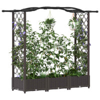 Produktbild för Upphöjd Bädd med Spaljé och Tak Brun 169 x 40 x 123 cm PP