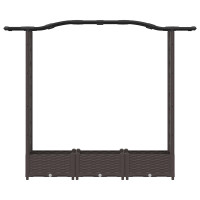 Produktbild för Upphöjd Bädd med Spaljé och Tak Brun 169 x 40 x 123 cm PP