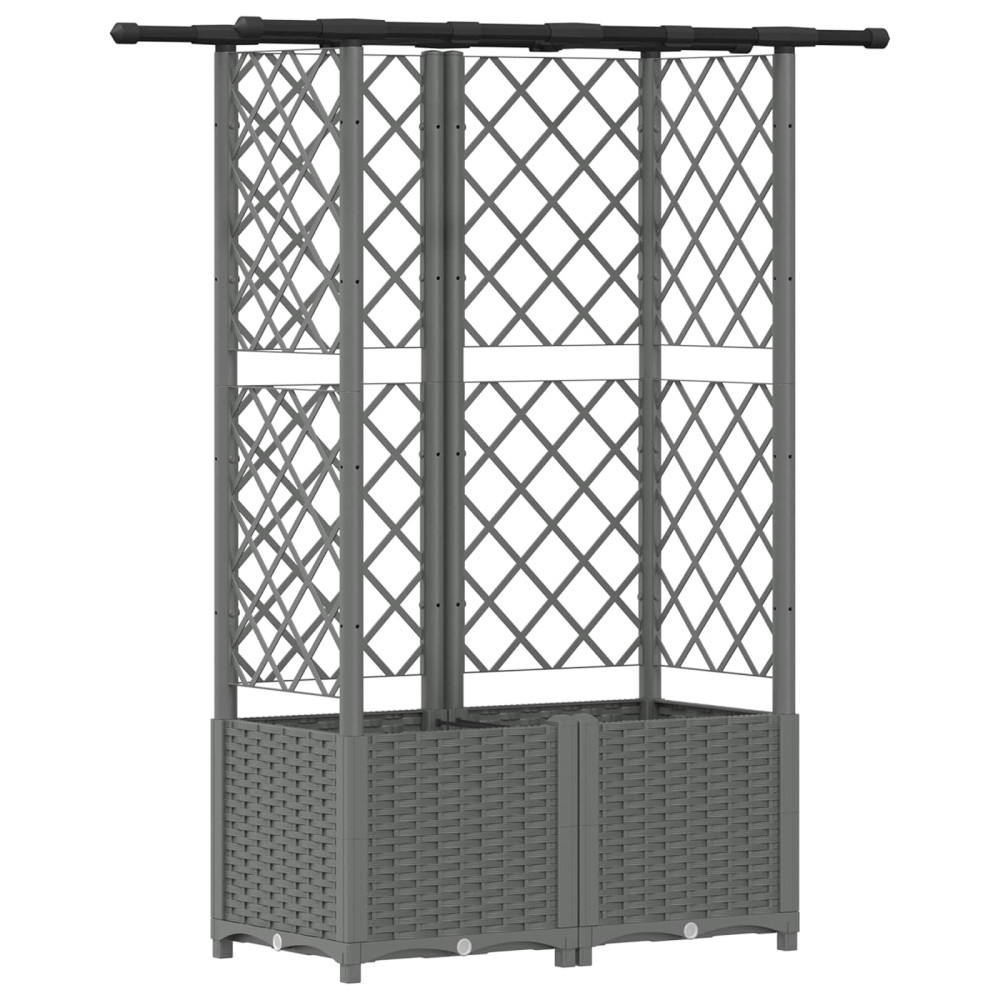 Produktbild för Upphöjd Bädd med Spaljé och Tak Ljusgrå 124,5 x 40 x 136 cm PP