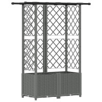 Produktbild för Upphöjd Bädd med Spaljé och Tak Ljusgrå 124,5 x 40 x 136 cm PP
