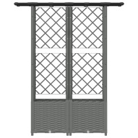 Produktbild för Upphöjd Bädd med Spaljé och Tak Ljusgrå 124,5 x 40 x 136 cm PP