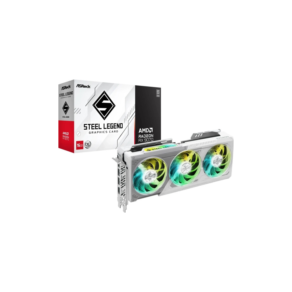 Produktbild för ASRock Steel Legend Radeon RX 9070 16GB OC - grafikkort - Radeon RX 9070 - 16 GB