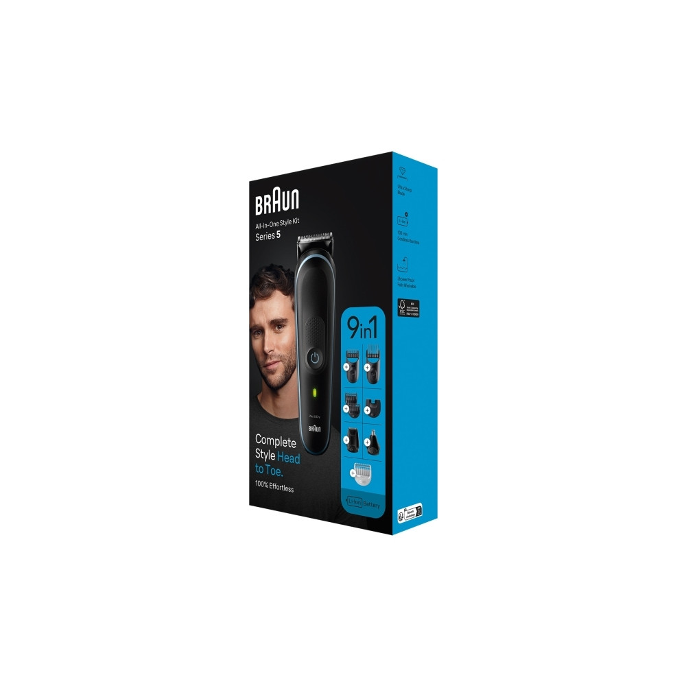 Produktbild för Braun MGK5411, Svart, Blå, 1 mm, 2,1 cm, Universal, 3 År, Ba...