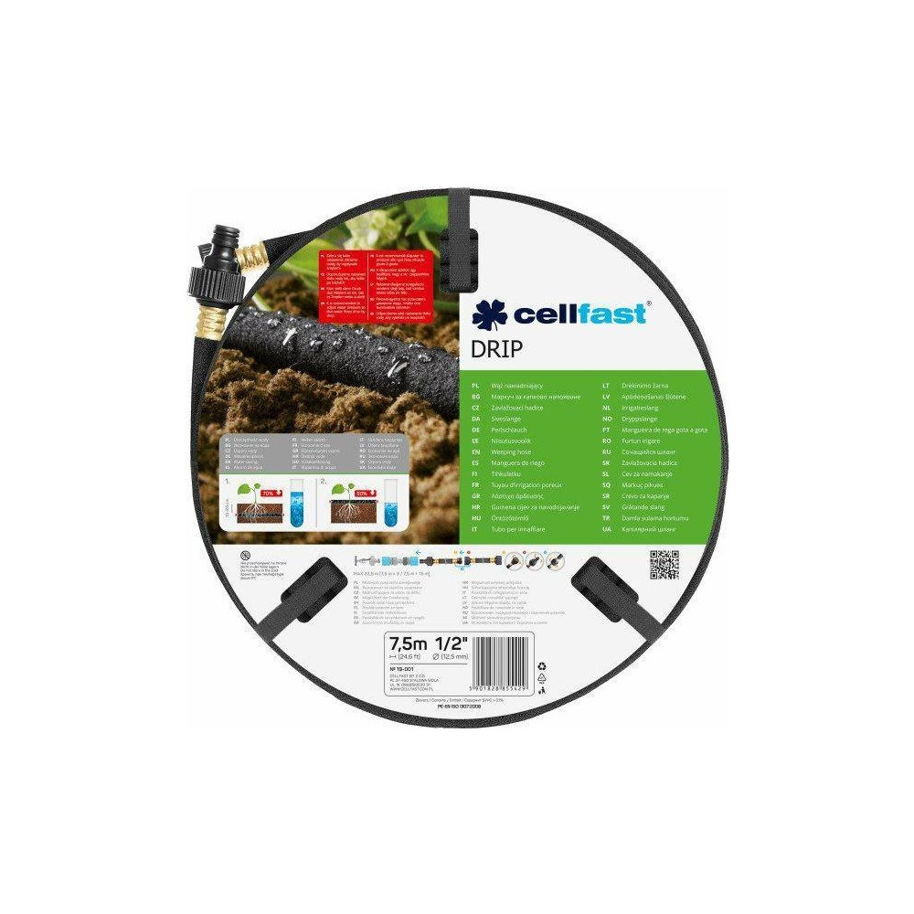 Produktbild för Cellfast siveslang 22,5 m DRIP 1/2" (Ø12,5 mm) inkl. kopplin...