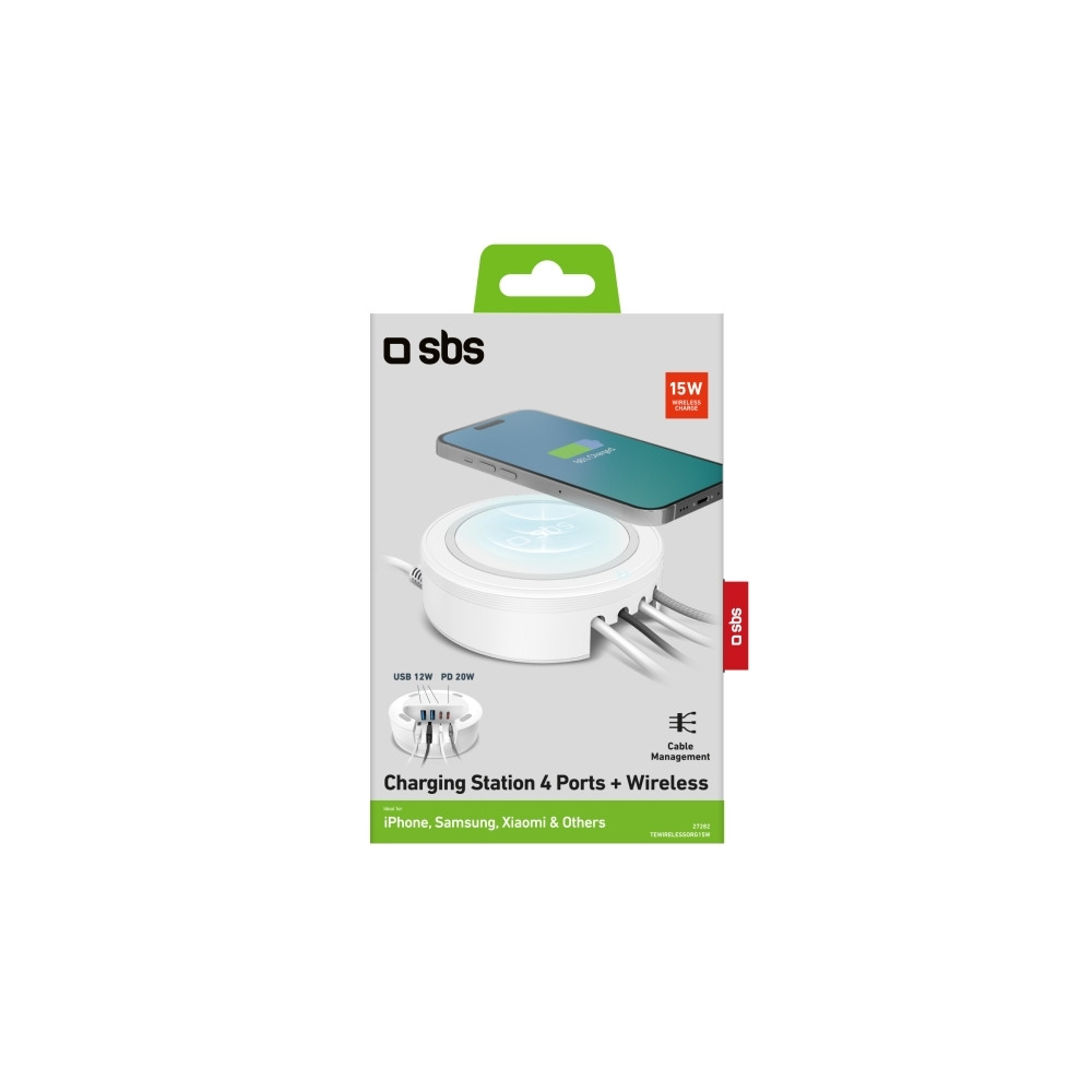 Produktbild för SBS TEWIRELESSORG15W, inomhus, USB, Trådlös laddning, 1 m, V...