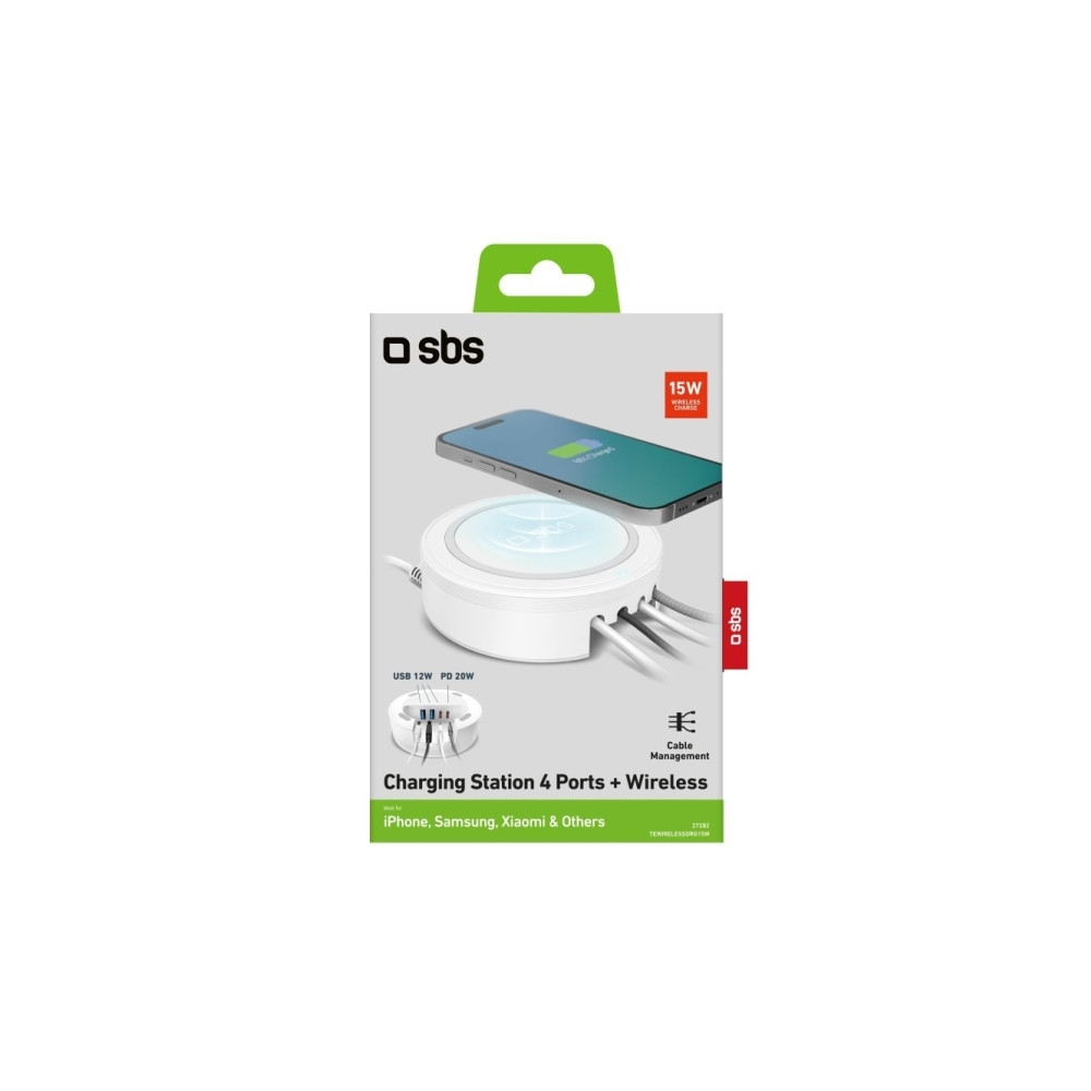 Produktbild för SBS TEWIRELESSORG15W, inomhus, USB, Trådlös laddning, 1 m, V...