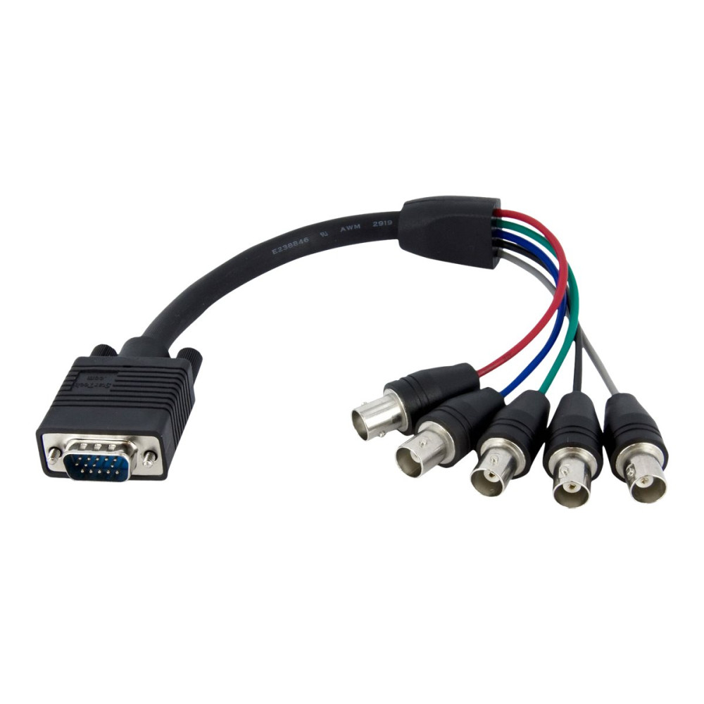 Produktbild för StarTech.com 1 ft. (0.3 m) VGA to BNC Cable - HD15 VGA to 5 BNC - Male/Female - BNC Cable (VGABNCMF1) - VGA-kabel - 30 cm