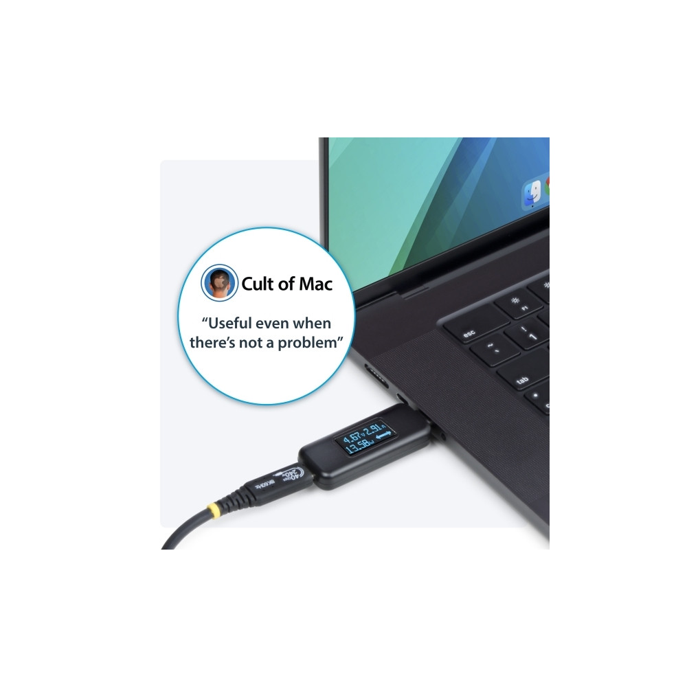 Produktbild för StarTech.com USB-C Power Tester, Bi-Directional Digital Voltage/Current - USB-C strömtester - digital multimeter, bi-directional