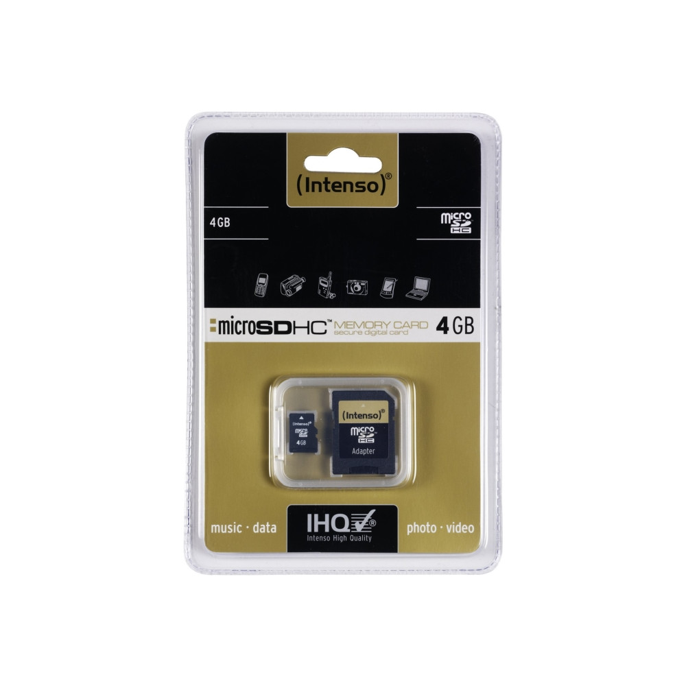 Produktbild för Intenso 3403450, 4 GB, MicroSDHC, Klass 4, 20 MB/s, 5 MB/s,...
